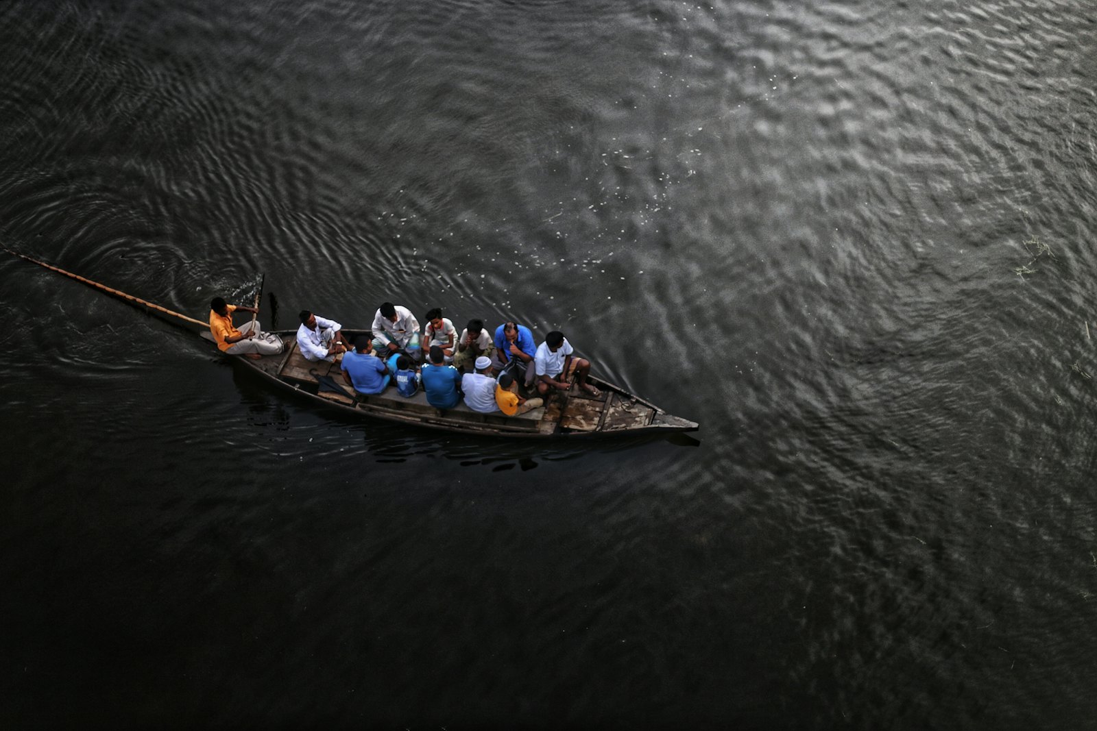 A boat crossing a river in Bangladesh